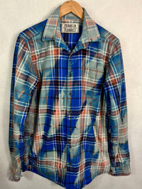 Vintage Turquoise, Light Blue, Pink and White Flannel Size Medium