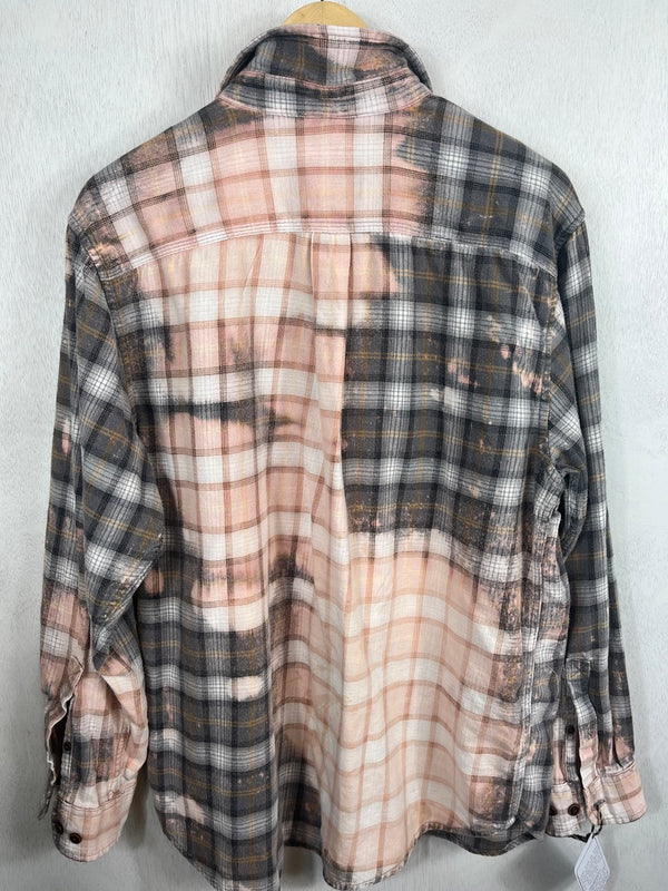 Vintage Pink, Grey and White Flannel Size Large
