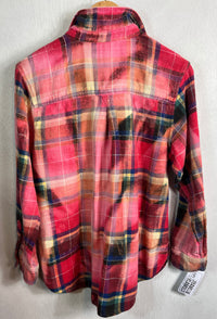 Vintage Pink, Red, Navy and White Flannel Size Small