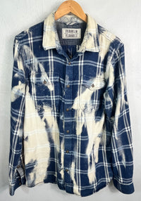 Vintage Navy, Light Blue and Cream Textured Denim Size Medium