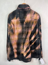 Vintage Black, Rust, Grey and Pink Flannel Size XL