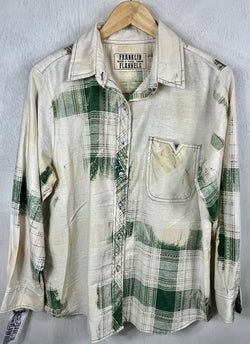 Vintage Green, White and Yellow Lightweight Flannel Size Medium