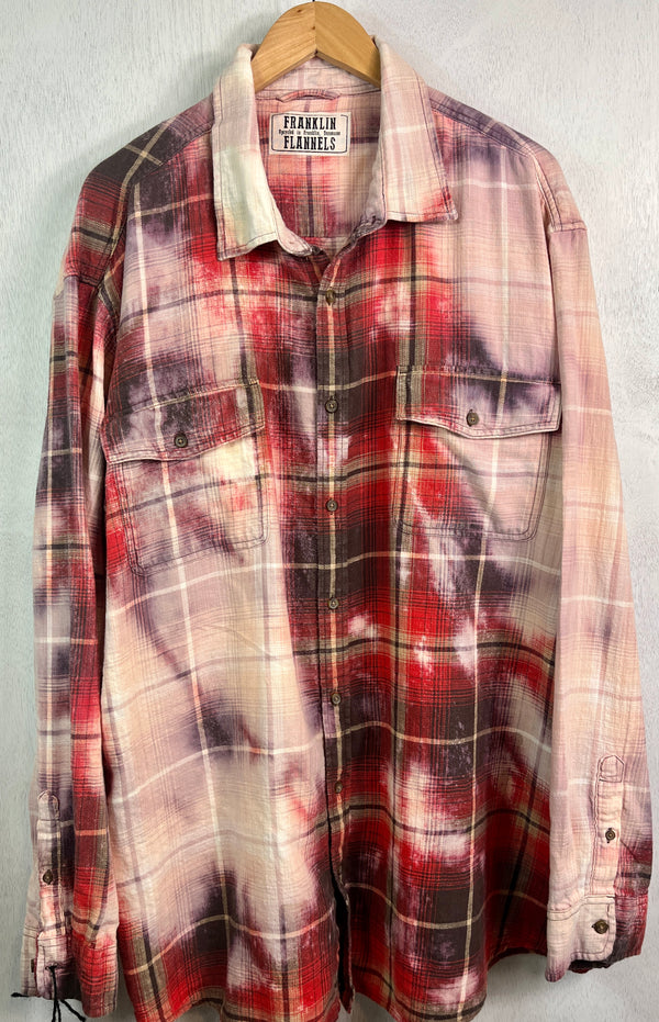 Vintage Red, Pink, Grey and White Flannel Size XXL Tall