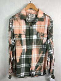 Vintage Green, White and Peach Flannel Size Large
