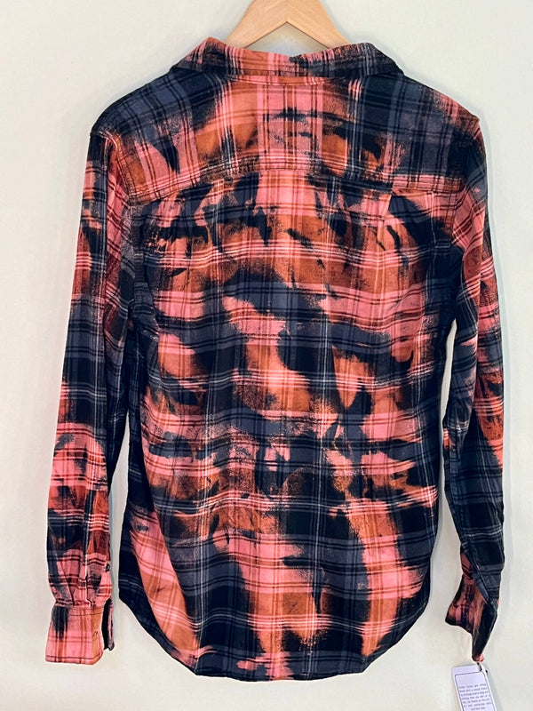 Vintage Grey, Black and Salmon Flannel Size Medium