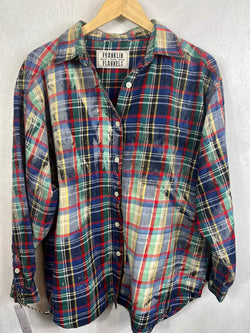 Vintage Navy Blue, Green, Red and White Flannel Size Large