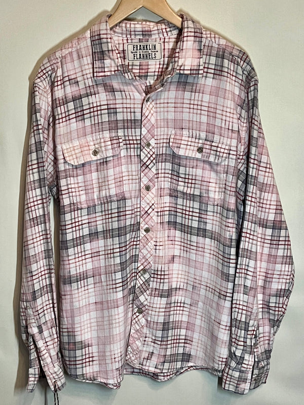 Vintage Grey, Pink, Burgundy and White Flannel Size XXL