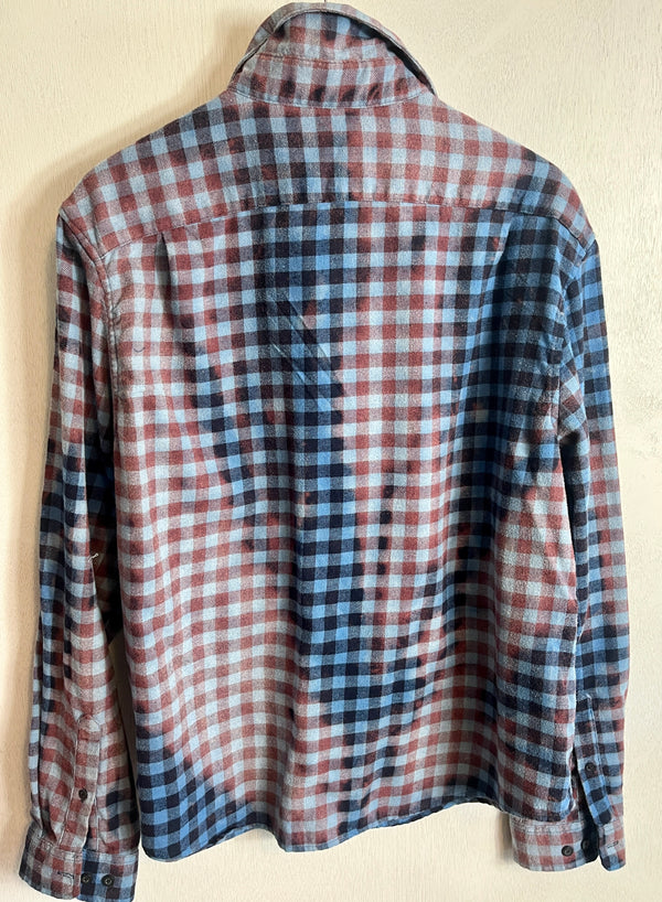 Vintage Blue, Navy and Lavender Flannel Size Large