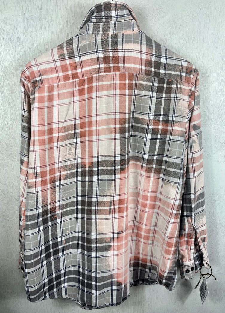 Vintage Grey, White and Pink Flannel Size Medium