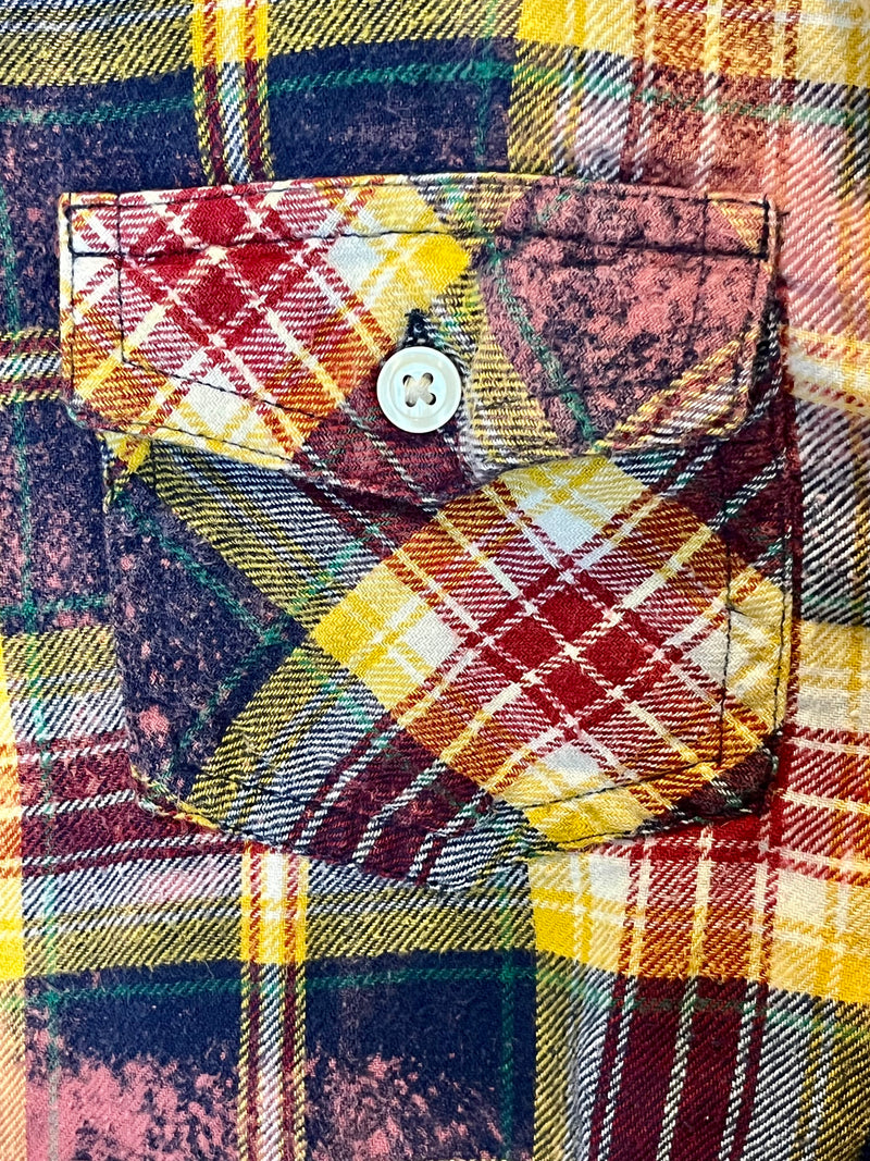 Vintage Blue, Wine, Yellow and Mauve Flannel Size XL