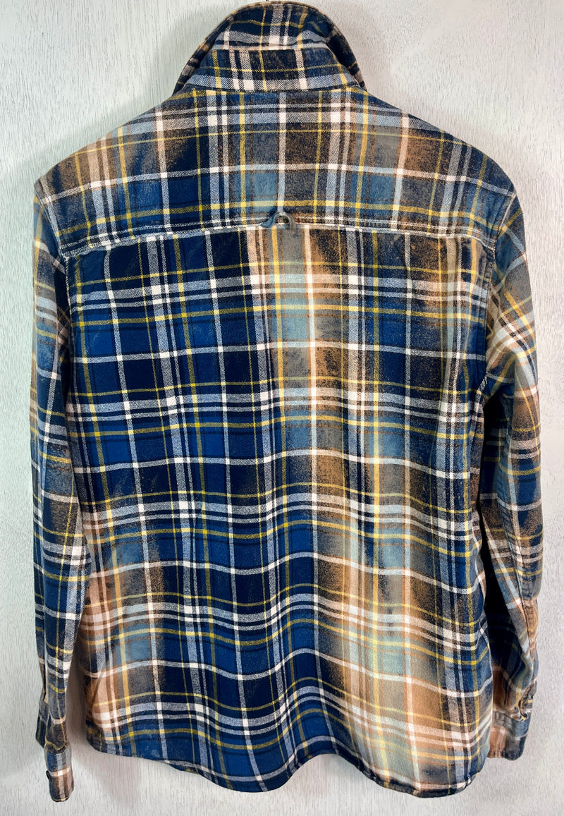 Vintage Blue, Navy, Yellow and White Flannel Size Medium
