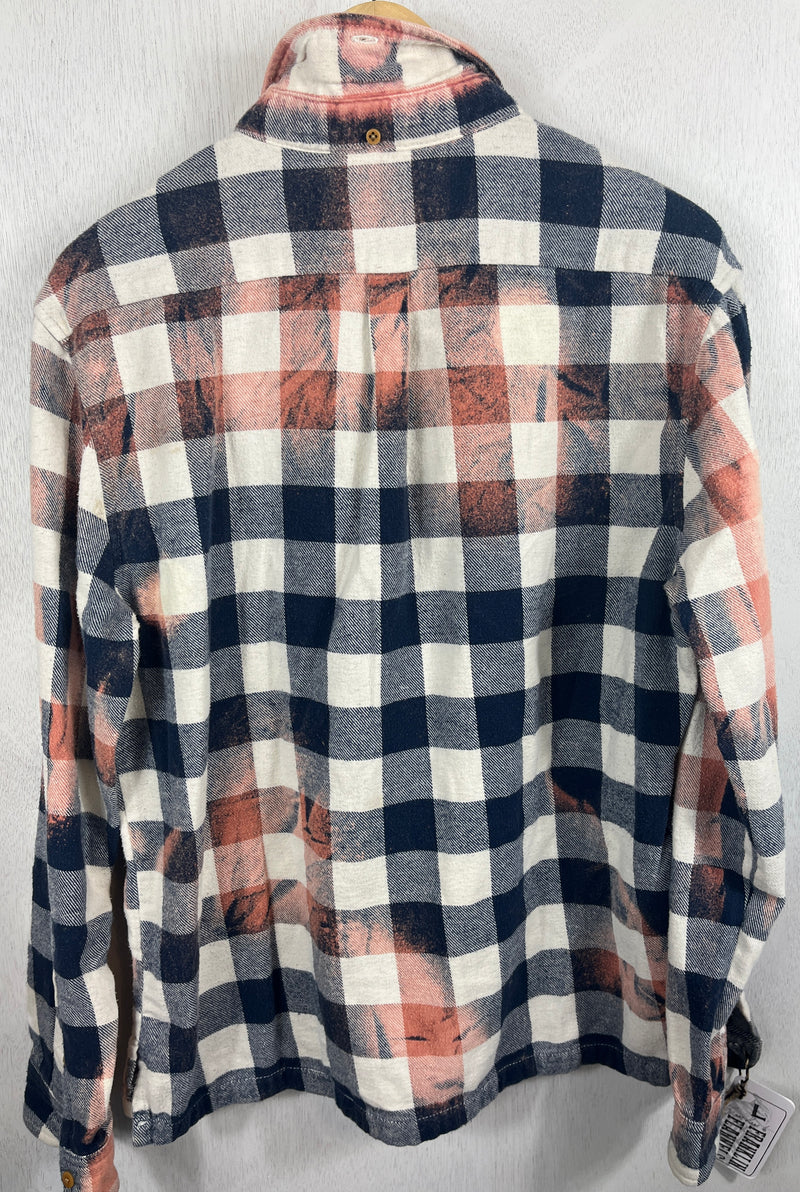 Vintage Pink, Navy and White Flannel Size Large