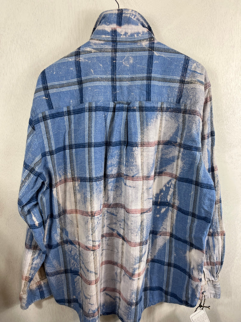 Vintage Navy, Light Blue and Cream Flannel Size XL