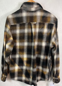 Vintage Black, White Brown and Gold Flannel Jacket Size Small