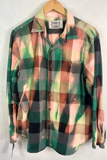 Vintage Green, Grey, Pink and Salmon Flannel Size Small