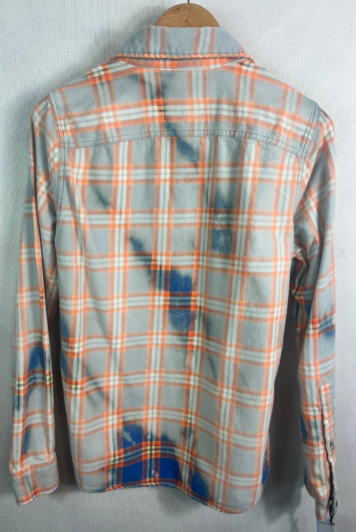 Vintage Orange, Light Blue and Cobalt Blue Flannel Size Small