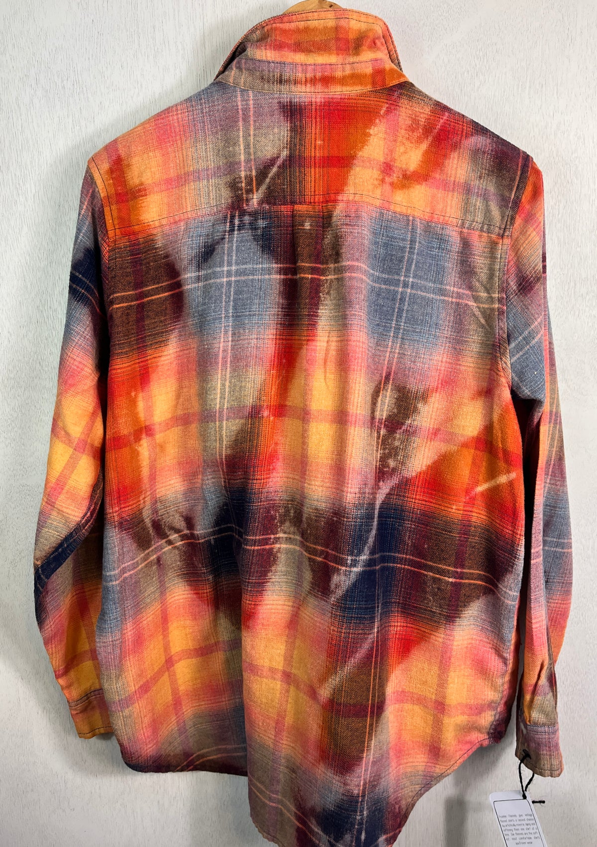 Vintage Orange, Blue, Grey and Pink Flannel Size Medium