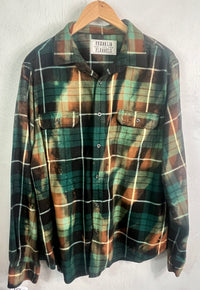 Vintage Dark and Light Green, Rust, Black and White Flannel Size XL