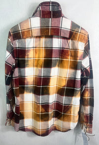 Vintage Burgundy, Gold, Rust, Black and White Flannel Size Medium