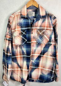 Vintage Blue, Pink, Peacg and White Flannel Jacket Size Large
