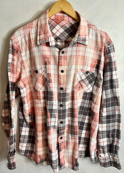 Vintage Pink, Grey and White Flannel Size Large