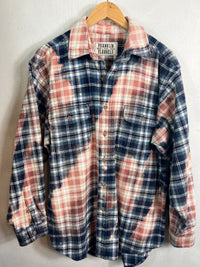 Vintage Navy Blue, Grey, Dusty Rose and White Flannel Jacket Size XL