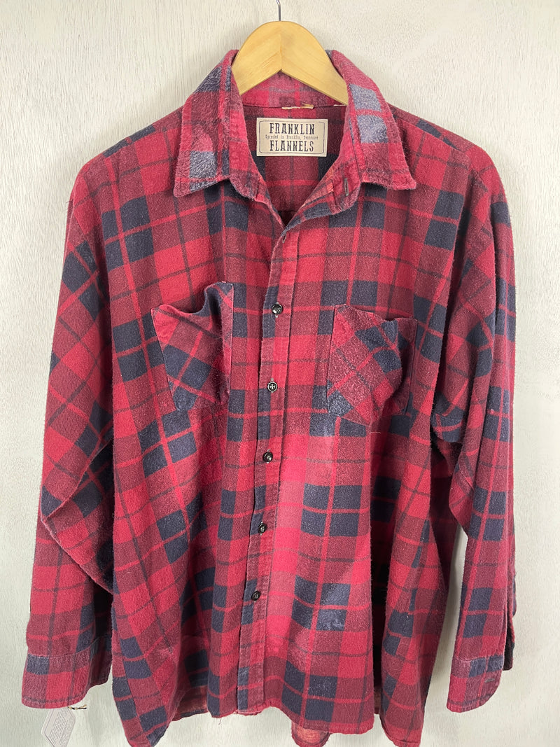 Vintage Retro Red and Navy Blue Flannel Size Large