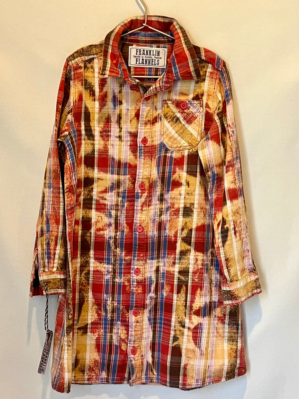 Vintage Red, Blue, Brown and Orange Flannel Dress Size Medium