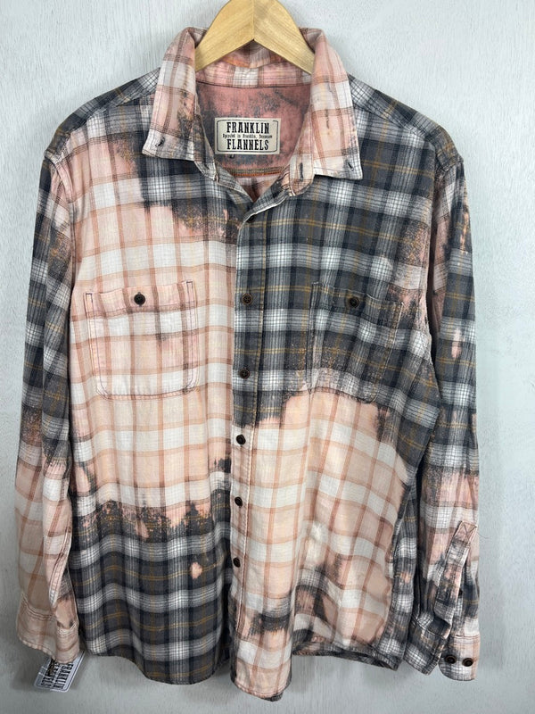 Vintage Pink, Grey and White Flannel Size Large