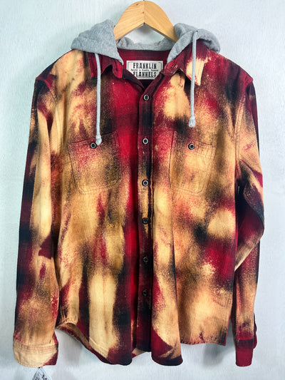 Vintage Red, Gold and Black Flannel Hoodie Size Medium
