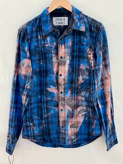 Vintage Western Style Royal Blue, Pink and Black Flannel Size XS