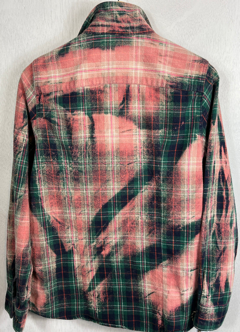 Vintage Greeen, Pink and Navy Blue Flannel Size Small