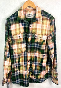 Vintage Green, Pink, Yellow and Black Flannel Size Medium