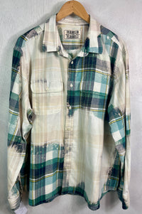 Vintage Green, Cream, Navy, Yellow and White Flannel Size XL