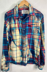 Vintage Royal Blue, Red and Light Yellow Flannel Size Small