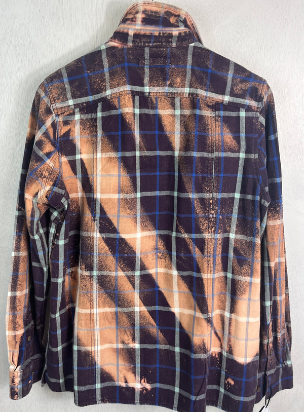 Vintage Plum, Blue, Dusty Rose and White Flannel Size Small
