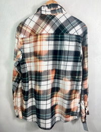 Vintage Western Style Black, Green, White and Dusty Rose Flannel Size Medium