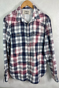 Vintage Western Style Navy Blue, White and Cherry Size Large
