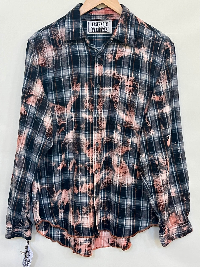 Vintage Navy, Grey, White and Peach Flannel Size Medium