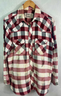 Vintage Western Style Red, Grey and White Flannel Size Large
