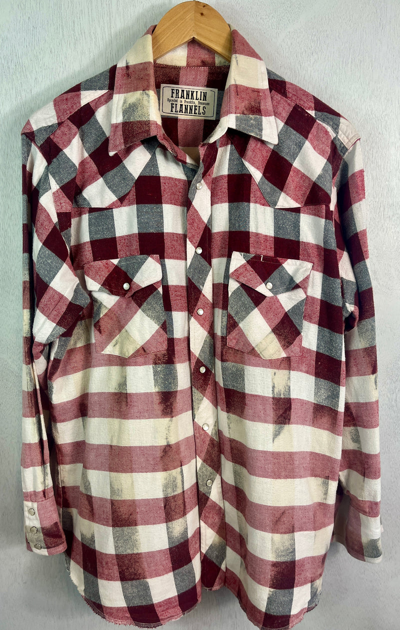 Vintage Western Style Red, Grey and White Flannel Size Large