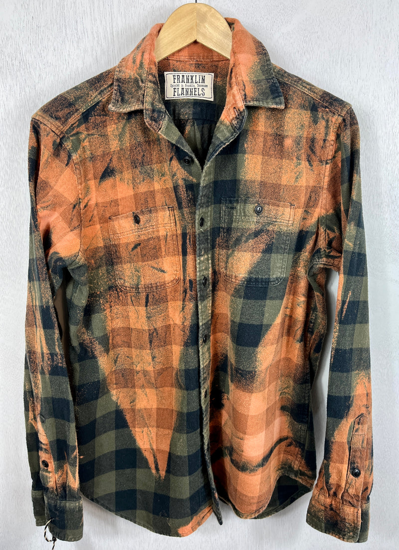 Vintage Army Green, Black and Gold Flannel Size Medium