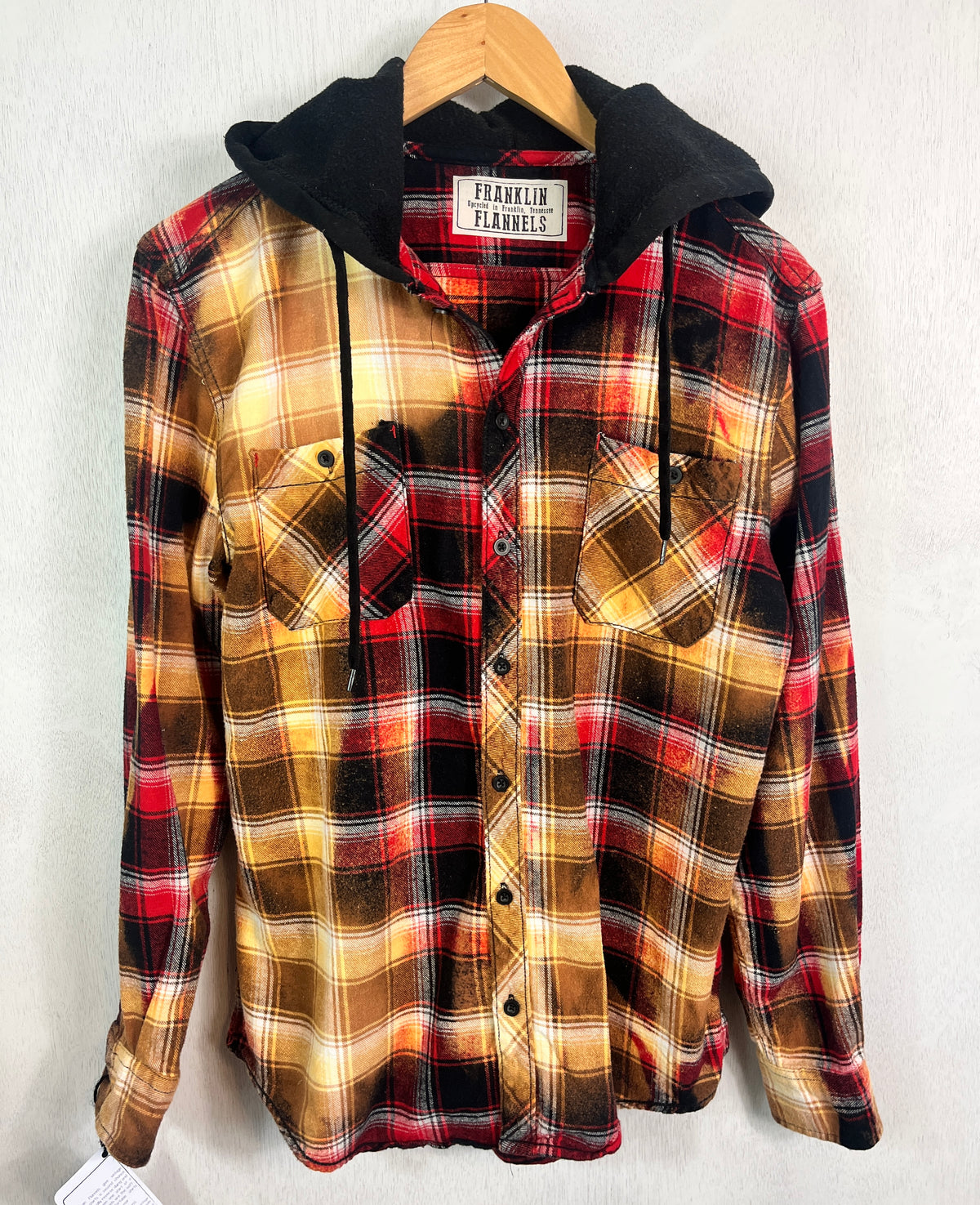 Vintage Red, Black, Rust, Brown and White Flannel Hoodie