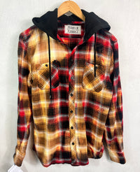 Vintage Red, Black, Rust, Brown and White Flannel Hoodie