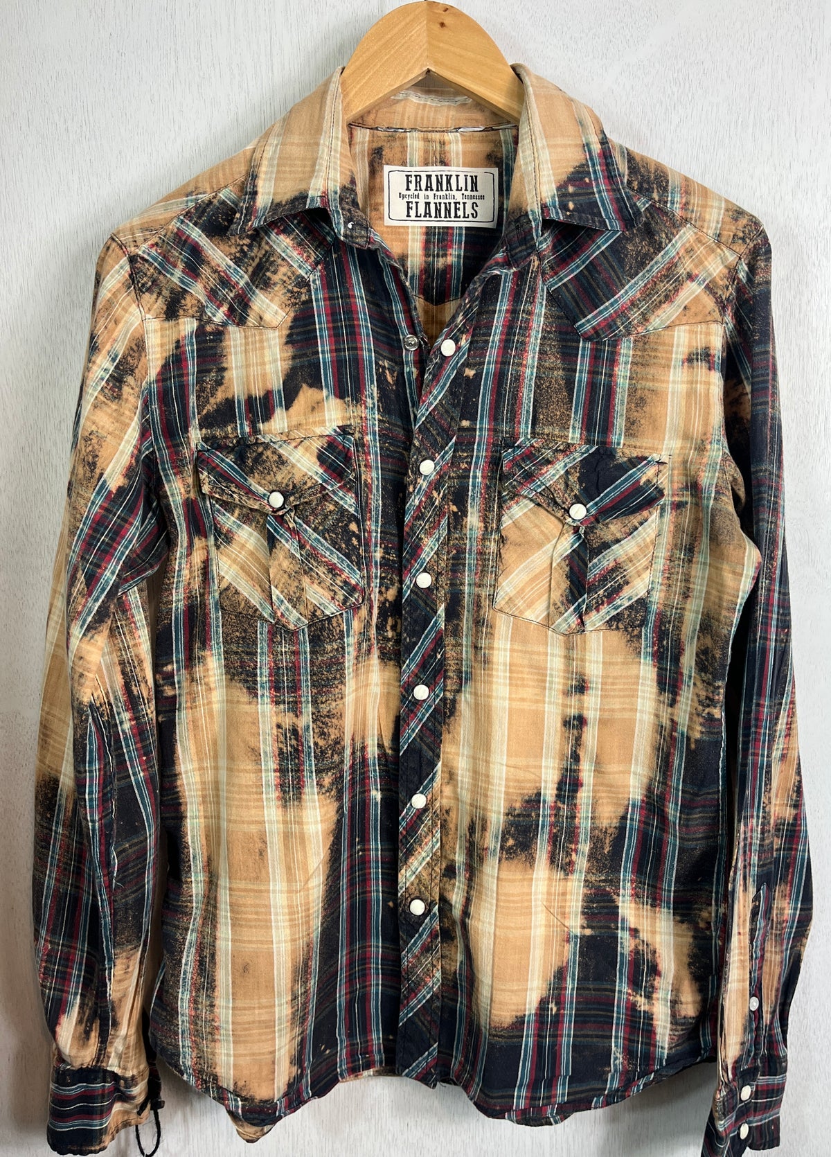 Vintage Western Style Blue, Black, Red and Caramel Lightweight Cotton Size Small