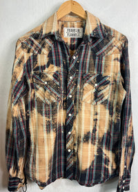 Vintage Western Style Blue, Black, Red and Caramel Lightweight Cotton Size Small