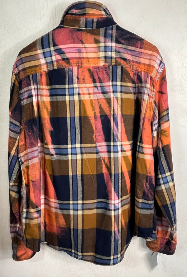 Vintage Pink, Navy, Gold, Purple and White Flannel Size X- Large