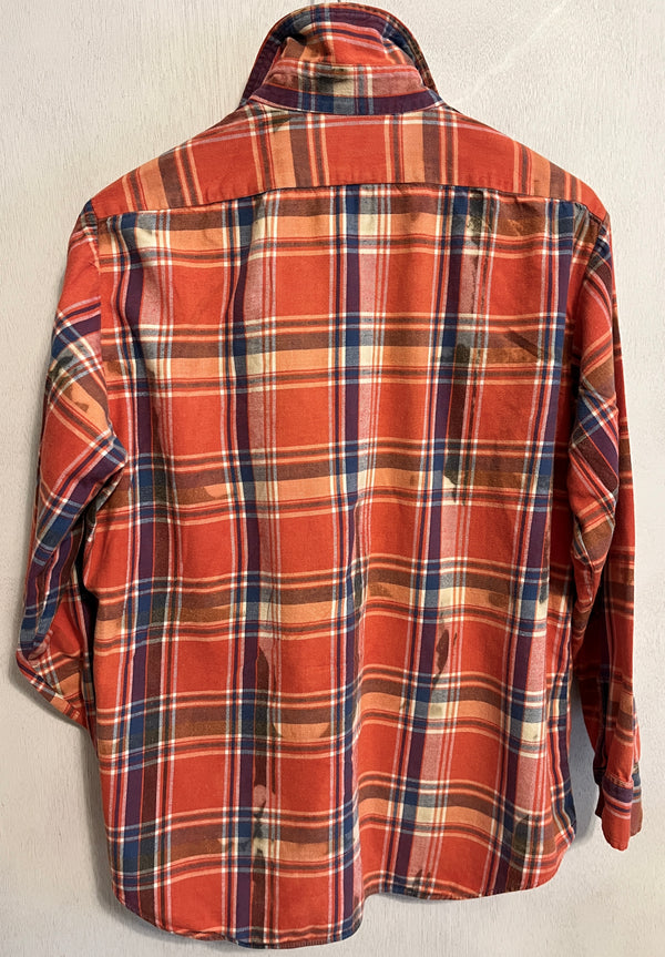 Vintage Orange, Royal Blue and White Flannel Size Large