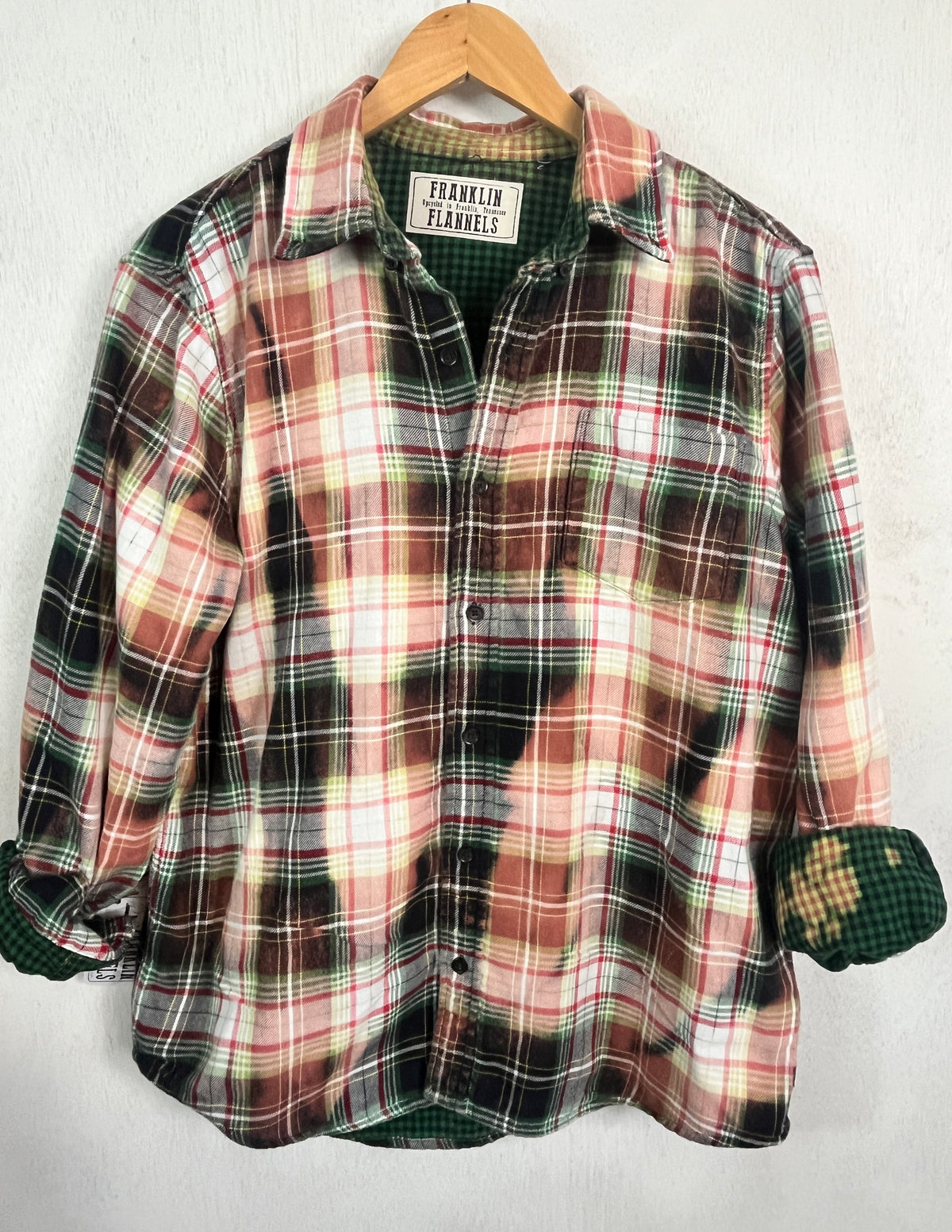 Vintage Green, Red, White, Black and Brown Flannel Size Medium