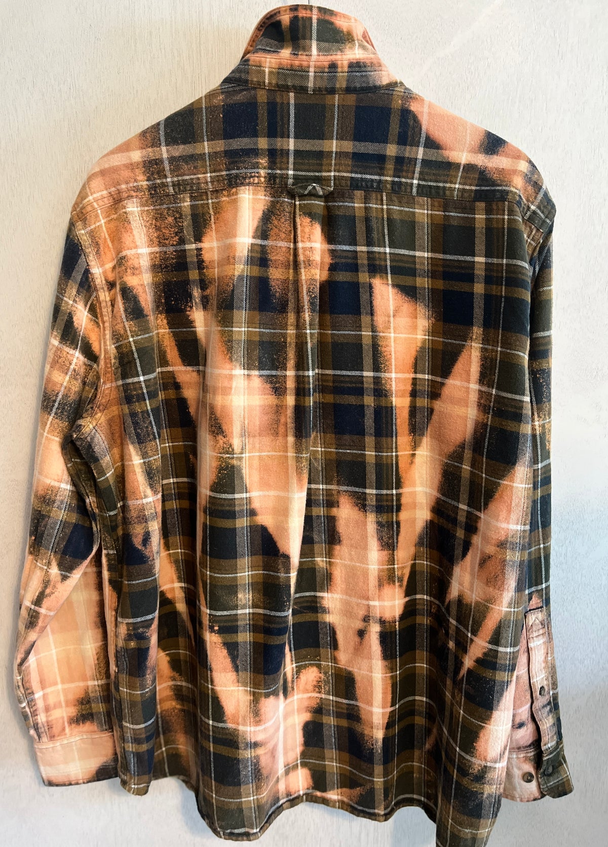 Vintage Navy Blue, Army Green and Gold Flannel Size XL